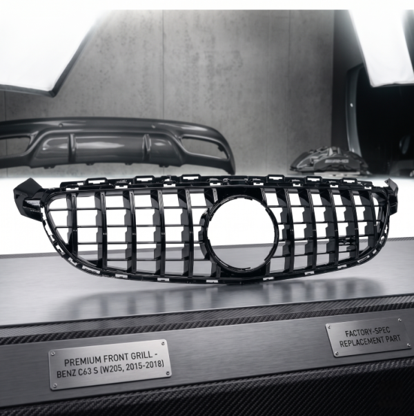 Gloss Black AMG Panamericana Style Front Grille for 15-18 Mercedes-Benz C63 / C63-S