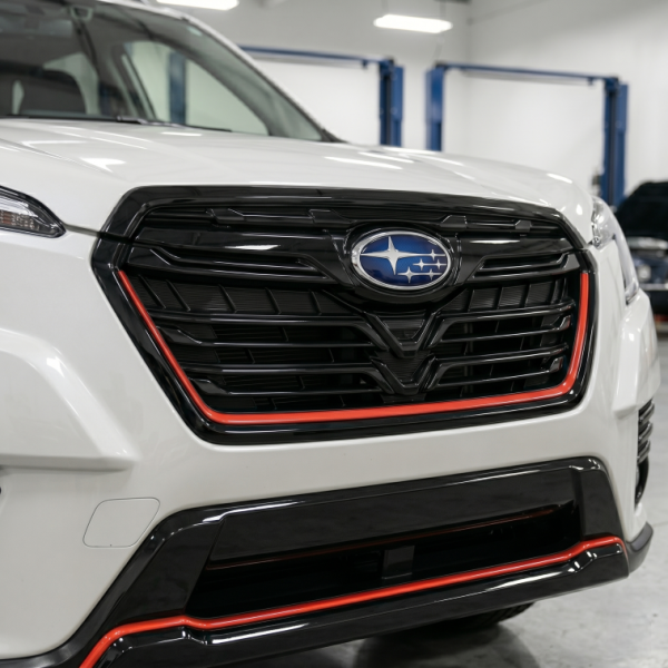 STI-Style Gloss Black Front Grille with Red Accent Trim for 2022-2024 Subaru Forester