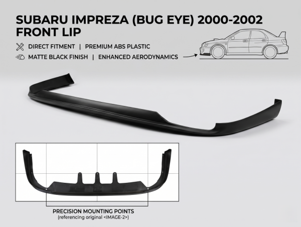Matte Black Shovel Front Bumper Lip Spoiler for 00-02 Subaru Impreza WRX & STI Bugeye